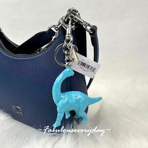 Coach Dinosaur Bag Charm With Keyring Key Chain In Blue CEB62 NWT
